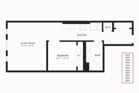 Coen Urban 1 Bedroom 770 SF